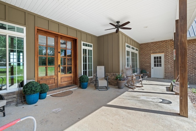 703 Gaither Hinson Rd, Waynesboro, TN 38485 - exterior space featuring ceiling fan and french doors