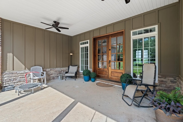703 Gaither Hinson Rd, Waynesboro, TN 38485 - view of patio with french doors and ceiling fan