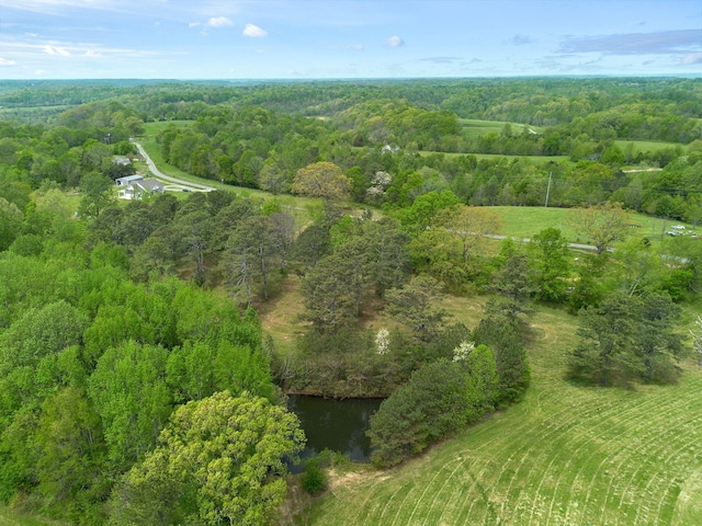 bird's eye view featuring a view of trees