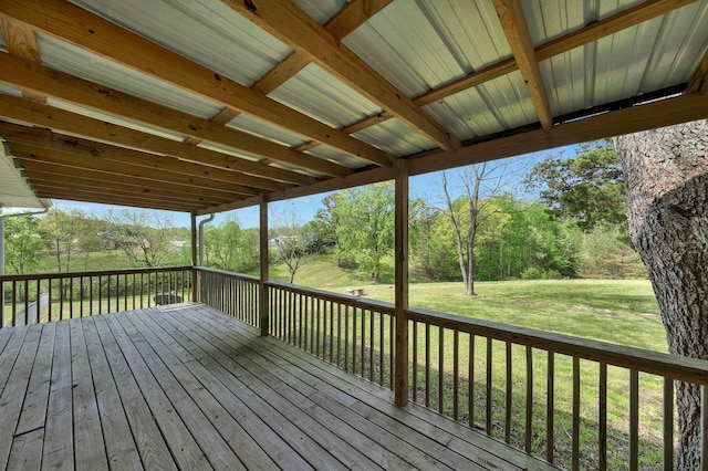 deck with a yard