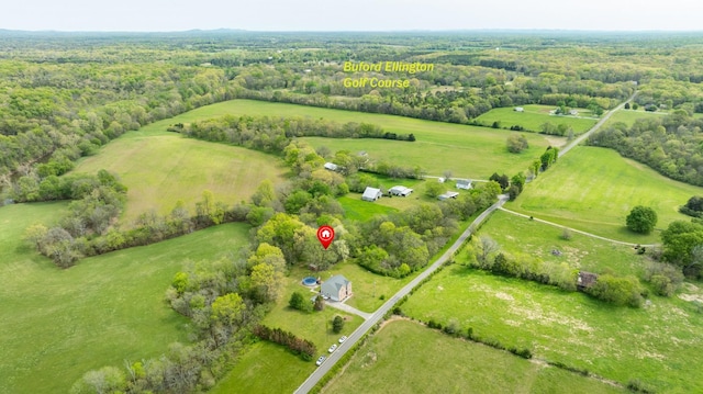 aerial view with a rural view
