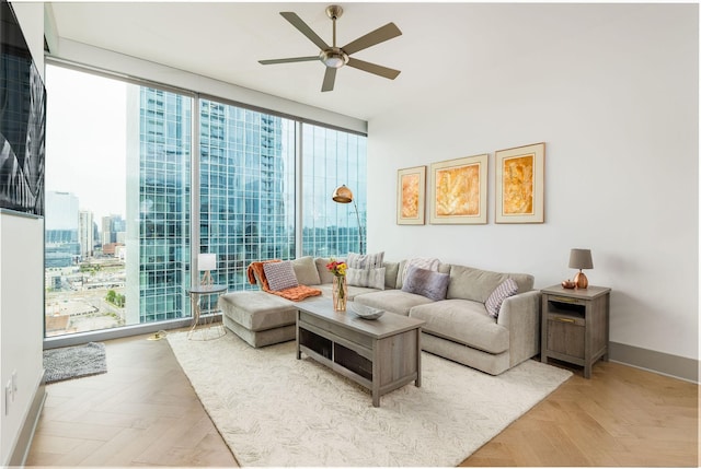 1616 W End Ave Unit 1803, Nashville, TN 37203 - living area featuring a wealth of natural light, baseboards, and ceiling fan