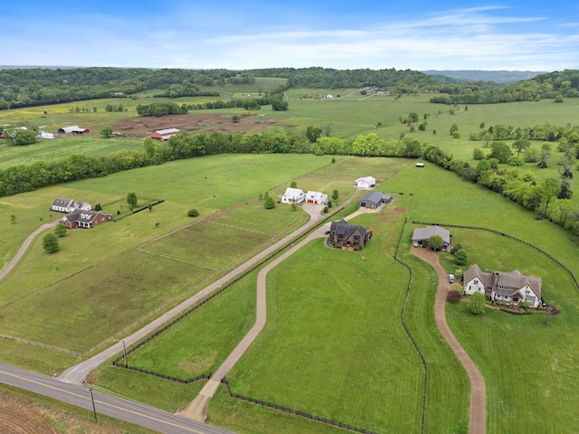aerial view with a rural view
