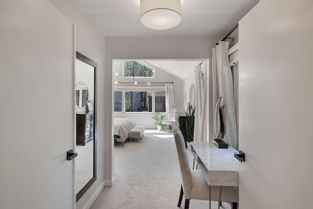 516 Harpeth Trace Dr, Nashville, TN 37221 - corridor with lofted ceiling and carpet floors