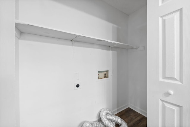 2041 Dotsonville Rd, Clarksville, TN 37042 - washroom with hookup for an electric dryer, dark wood finished floors, baseboards, washer hookup, and laundry area
