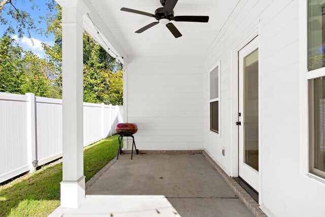 3722 Apies St, Murfreesboro, TN 37129 - view of patio featuring a grill, a ceiling fan, and fence