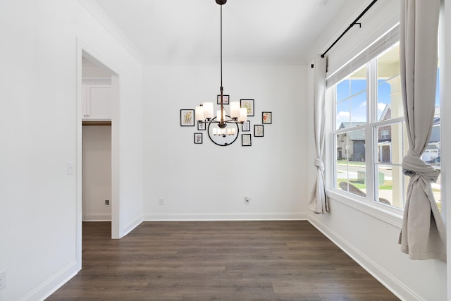 3722 Apies St, Murfreesboro, TN 37129 - unfurnished dining area featuring dark wood finished floors, an inviting chandelier, and baseboards