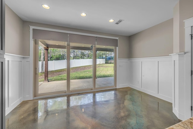 1118 Cotillion Dr, Murfreesboro, TN 37128 - interior space with concrete flooring, a decorative wall, wainscoting, and visible vents