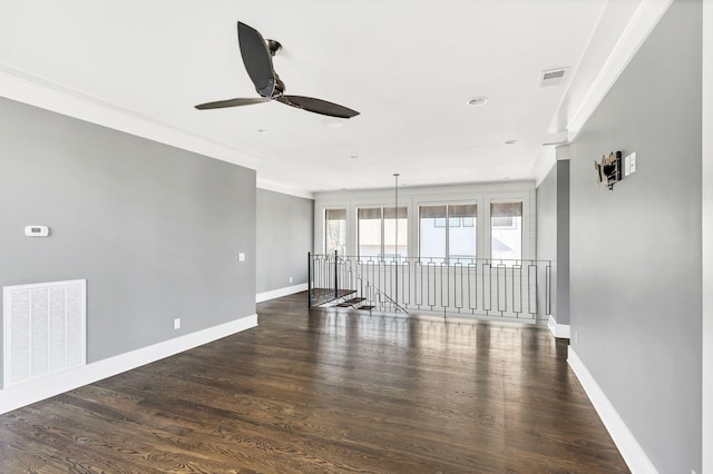 3503 Elkins Ave, Nashville, TN 37209 - spare room with baseboards, a ceiling fan, visible vents, and ornamental molding