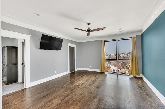 3503 Elkins Ave, Nashville, TN 37209 - spare room featuring recessed lighting, wood finished floors, a ceiling fan, crown molding, and baseboards