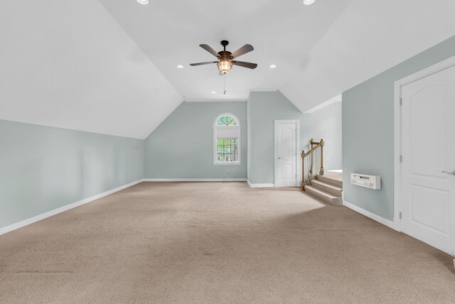321 Clinchfield Dr, Monterey, TN 38574 - additional living space with lofted ceiling, baseboards, a ceiling fan, and carpet flooring