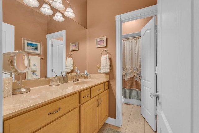 321 Clinchfield Dr, Monterey, TN 38574 - bathroom with a shower with curtain, tile patterned floors, and vanity