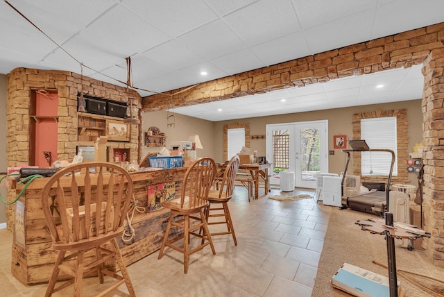 321 Clinchfield Dr, Monterey, TN 38574 - dining area featuring french doors, a paneled ceiling, and recessed lighting