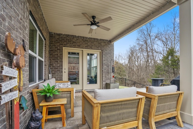 view of patio / terrace featuring outdoor lounge area and ceiling fan