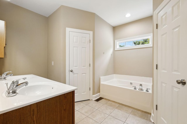 436 Conquest Rd N, Murfreesboro, TN 37128 - full bathroom featuring a garden tub, tile patterned flooring, double vanity, and baseboards