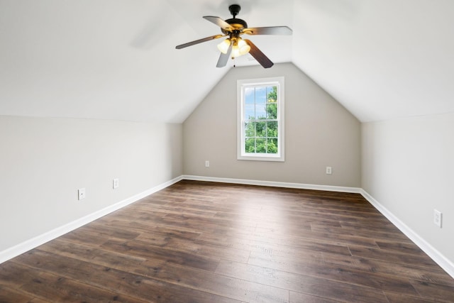 436 Conquest Rd N, Murfreesboro, TN 37128 - bonus room with ceiling fan, dark wood-style floors, vaulted ceiling, and baseboards