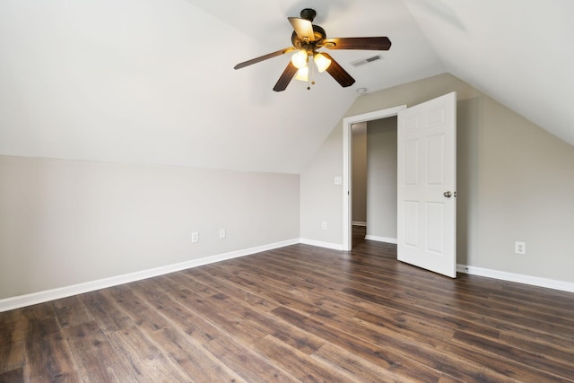 436 Conquest Rd N, Murfreesboro, TN 37128 - bonus room featuring lofted ceiling, dark wood-style floors, ceiling fan, and baseboards