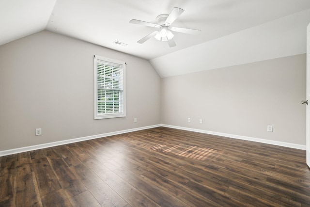 436 Conquest Rd N, Murfreesboro, TN 37128 - additional living space featuring vaulted ceiling, ceiling fan, baseboards, and dark wood finished floors