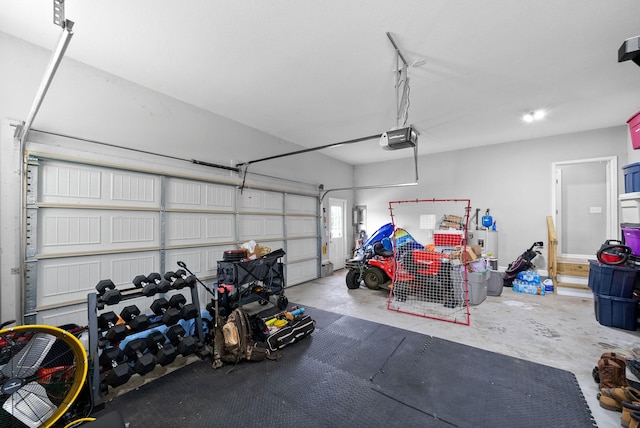 garage with a garage door opener