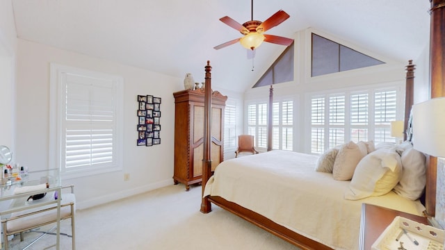 1100 Cypress Rd, Buchanan, TN 38222 - bedroom featuring lofted ceiling, carpet flooring, baseboards, and a ceiling fan