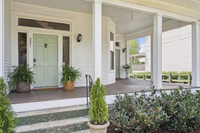 property entrance with a porch