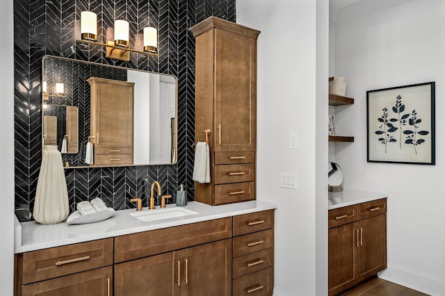 7247 Murrel Dr, Franklin, TN 37064 - bathroom featuring backsplash, baseboards, and vanity