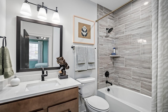 7247 Murrel Dr, Franklin, TN 37064 - bathroom featuring toilet, vanity, and shower / bath combo with shower curtain