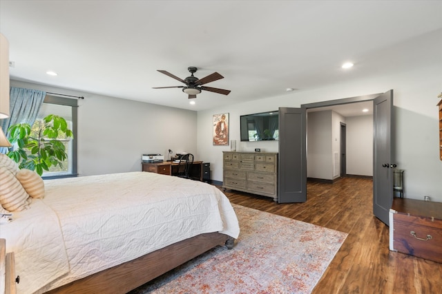 3181 Old Lebanon Dirt Rd, Mount Juliet, TN 37122 - bedroom with recessed lighting, a ceiling fan, and dark wood-style flooring