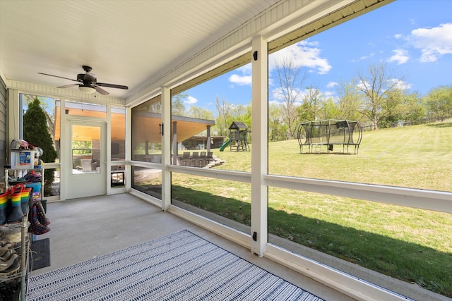 3181 Old Lebanon Dirt Rd, Mount Juliet, TN 37122 - unfurnished sunroom featuring a ceiling fan