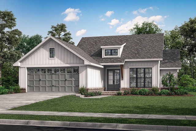 240 Dugout Rd, Summertown, TN 38483 - view of front of house featuring a shingled roof, a front lawn, an attached garage, board and batten siding, and driveway