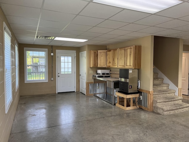 1473 Chapmansboro Rd, Chapmansboro, TN 37035 - kitchen featuring concrete flooring, light countertops, visible vents, and a drop ceiling