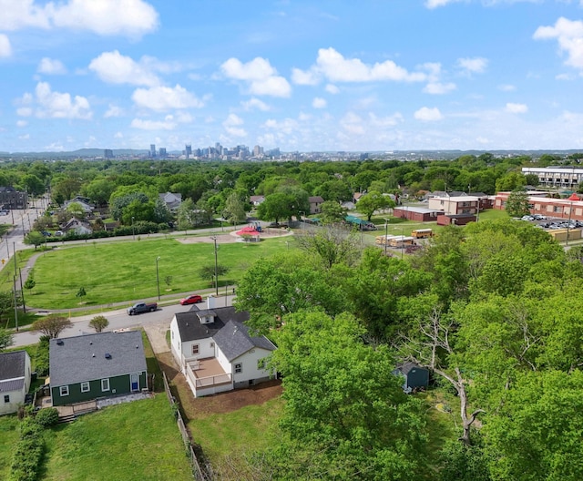 drone / aerial view with a view of city