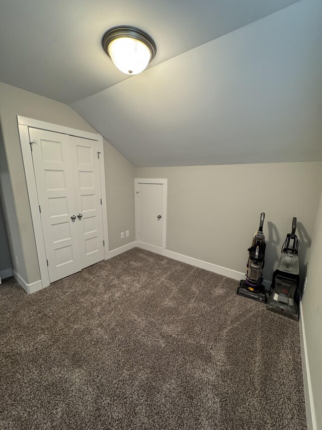309 Cedar Ct, Clarksville, TN 37042 - bonus room featuring lofted ceiling, baseboards, and dark colored carpet