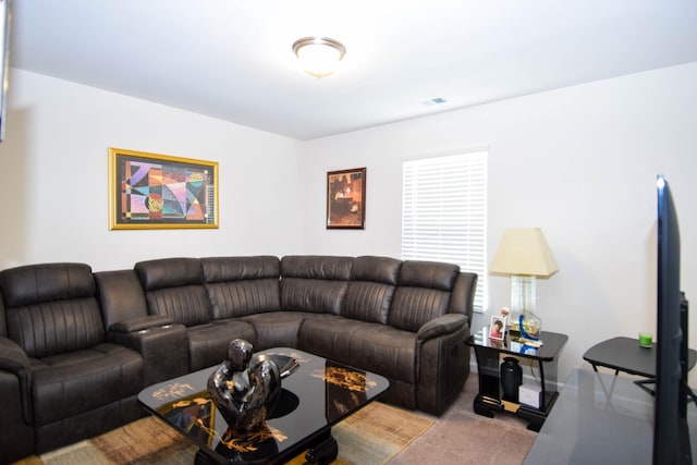 living room featuring carpet flooring