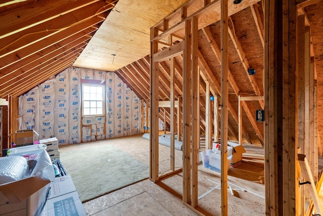view of unfinished attic