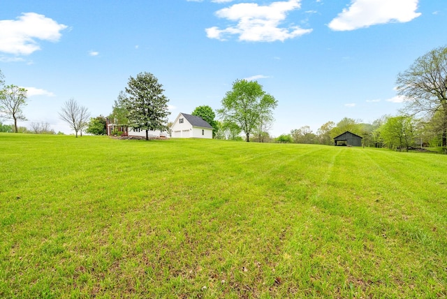 view of yard with a rural view
