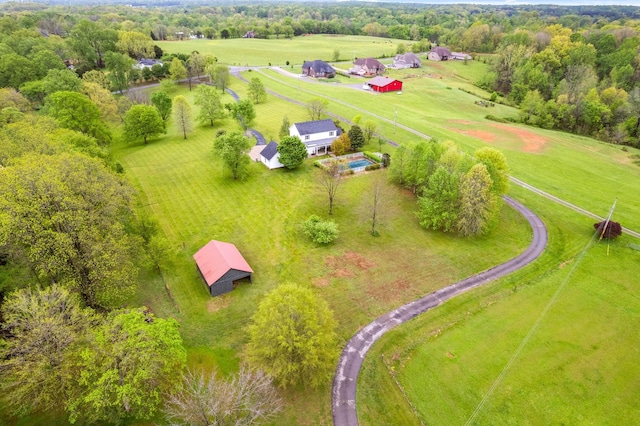 bird's eye view with a rural view