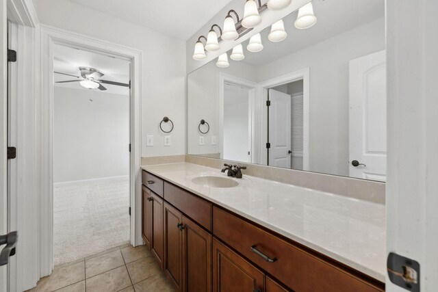 132 Thornwood Pl, Hendersonville, TN 37075 - bathroom with tile patterned flooring, ceiling fan, and vanity
