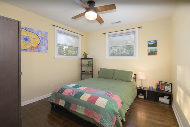 3201 Healy Dr, Nashville, TN 37207 - bedroom with visible vents, ceiling fan, wood finished floors, and baseboards