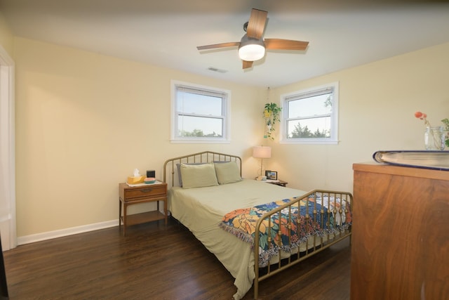 3201 Healy Dr, Nashville, TN 37207 - bedroom featuring visible vents, ceiling fan, wood finished floors, and baseboards
