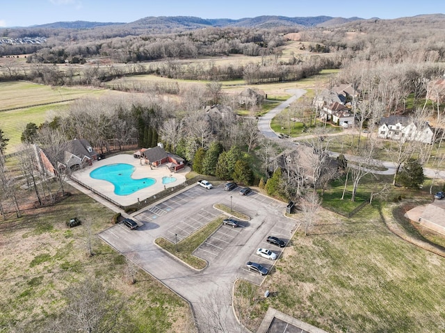 bird's eye view with a mountain view