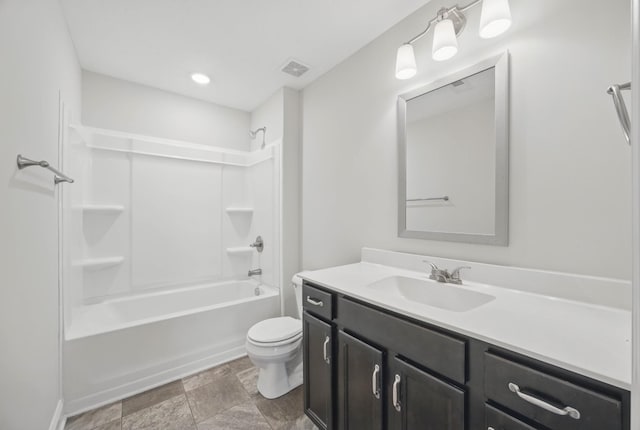 1200 Eagles Bluff Dr, Clarksville, TN 37040 - full bath featuring vanity, toilet, bathing tub / shower combination, and stone finish floors
