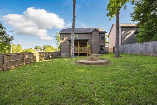 1200 Eagles Bluff Dr, Clarksville, TN 37040 - rear view of property featuring an outdoor fire pit, a wooden deck, and cooling unit