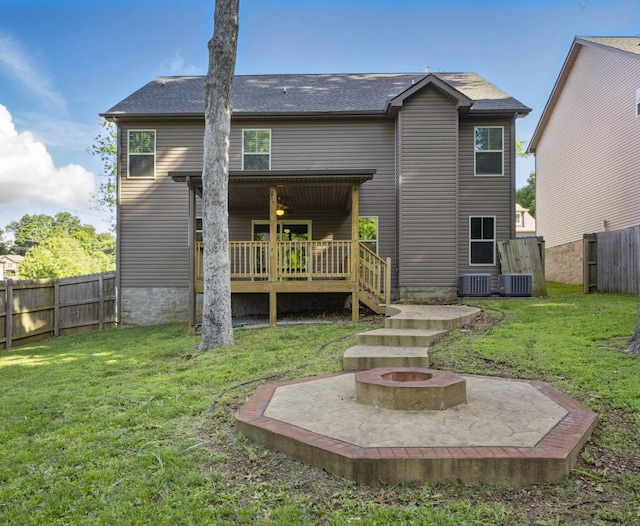 1200 Eagles Bluff Dr, Clarksville, TN 37040 - rear view of house featuring central air condition unit and a deck
