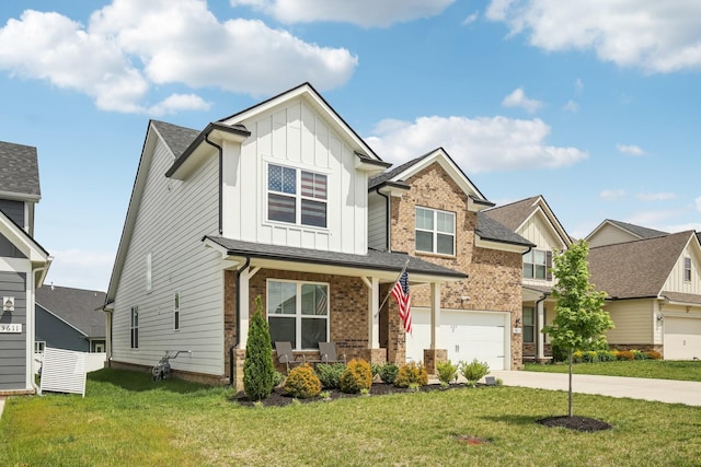 3615 Rivermont Way, Rockvale, TN 37153 - craftsman-style home featuring a front lawn, driveway, covered porch, an attached garage, and board and batten siding