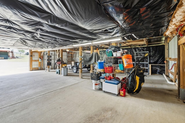 view of unfinished basement