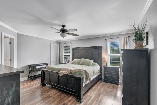 142 Sun Rise Rdg, Pulaski, TN 38478 - bedroom featuring baseboards, ceiling fan, ornamental molding, and wood finished floors