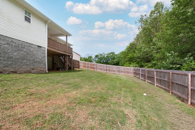 142 Sun Rise Rdg, Pulaski, TN 38478 - view of yard featuring a fenced backyard, stairs, and a wooden deck
