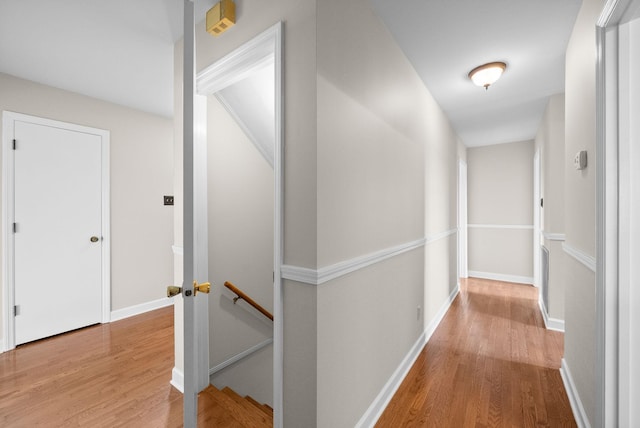 13391 Fruit Hill Red Bridge Rd, Crofton, KY 42217 - corridor with baseboards, wood finished floors, and an upstairs landing