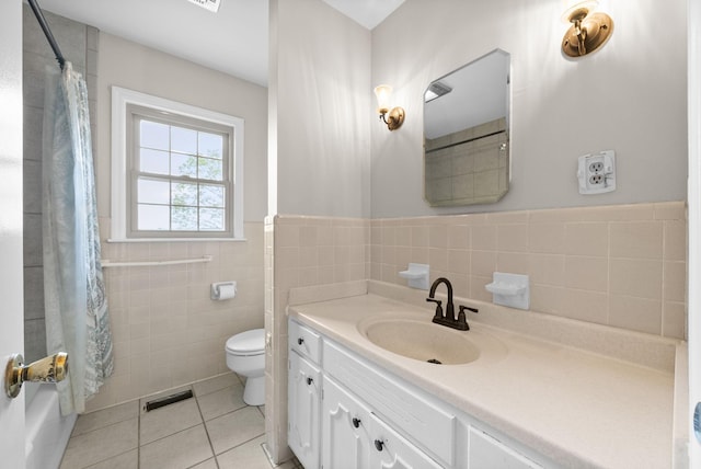 13391 Fruit Hill Red Bridge Rd, Crofton, KY 42217 - bathroom featuring tile patterned floors, toilet, tile walls, visible vents, and vanity